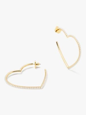 shining spade pearl heart hoops | Kate Spade (US)
