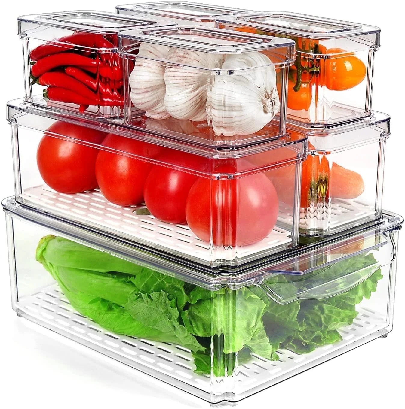 Set of 7 Fridge Organizer Refrigerator Organizer Bins with Lids, Fridge Organization and Storage ... | Walmart (US)