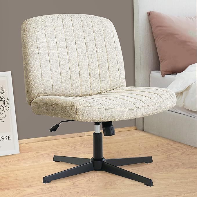 Orange Factory Cross Legged Office Desk Chair No Wheels Fabric Padded Modern Swivel Height Adjust... | Amazon (US)