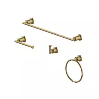 Glacier Bay Oswell 4-Piece Bath Hardware Set with 24 in. Towel Bar, TP Holder, Towel Ring and Rob... | The Home Depot