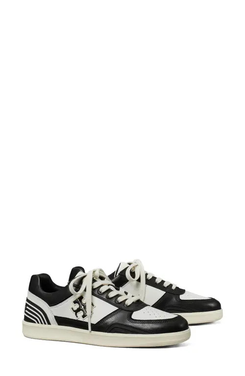 Tory Burch Clover Court Sneaker in Purity/perfect Black at Nordstrom, Size 5.5 | Nordstrom