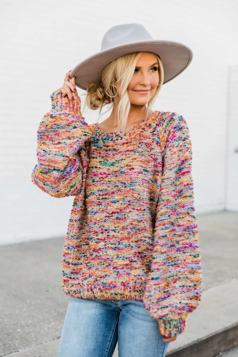 Join The Party Rainbow Popcorn Sweater | The Pink Lily Boutique