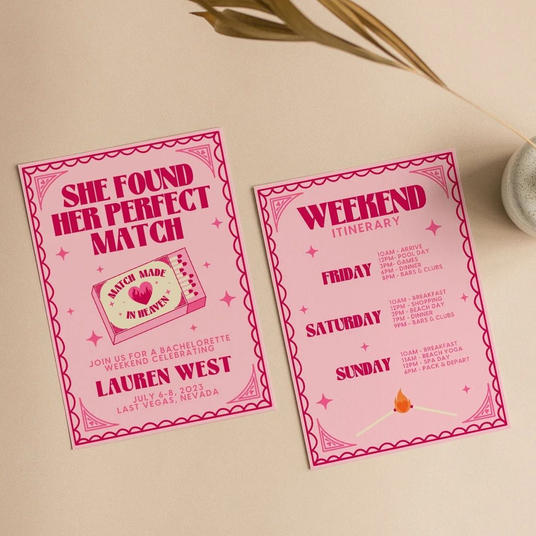 Perfect Match Bachelorette Party Downloadable Invitation - Etsy | Etsy (US)
