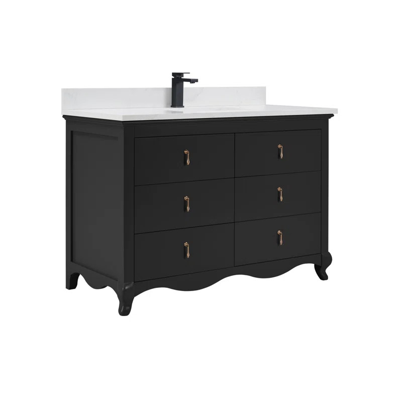 48" Solid Wood Single Bathroom Vanity with 1” Engineered Stone Top | Wayfair North America