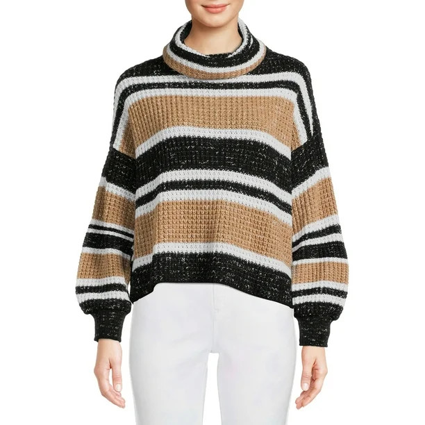 Time and Tru Women's Stripe Thermal Sweater | Walmart (US)