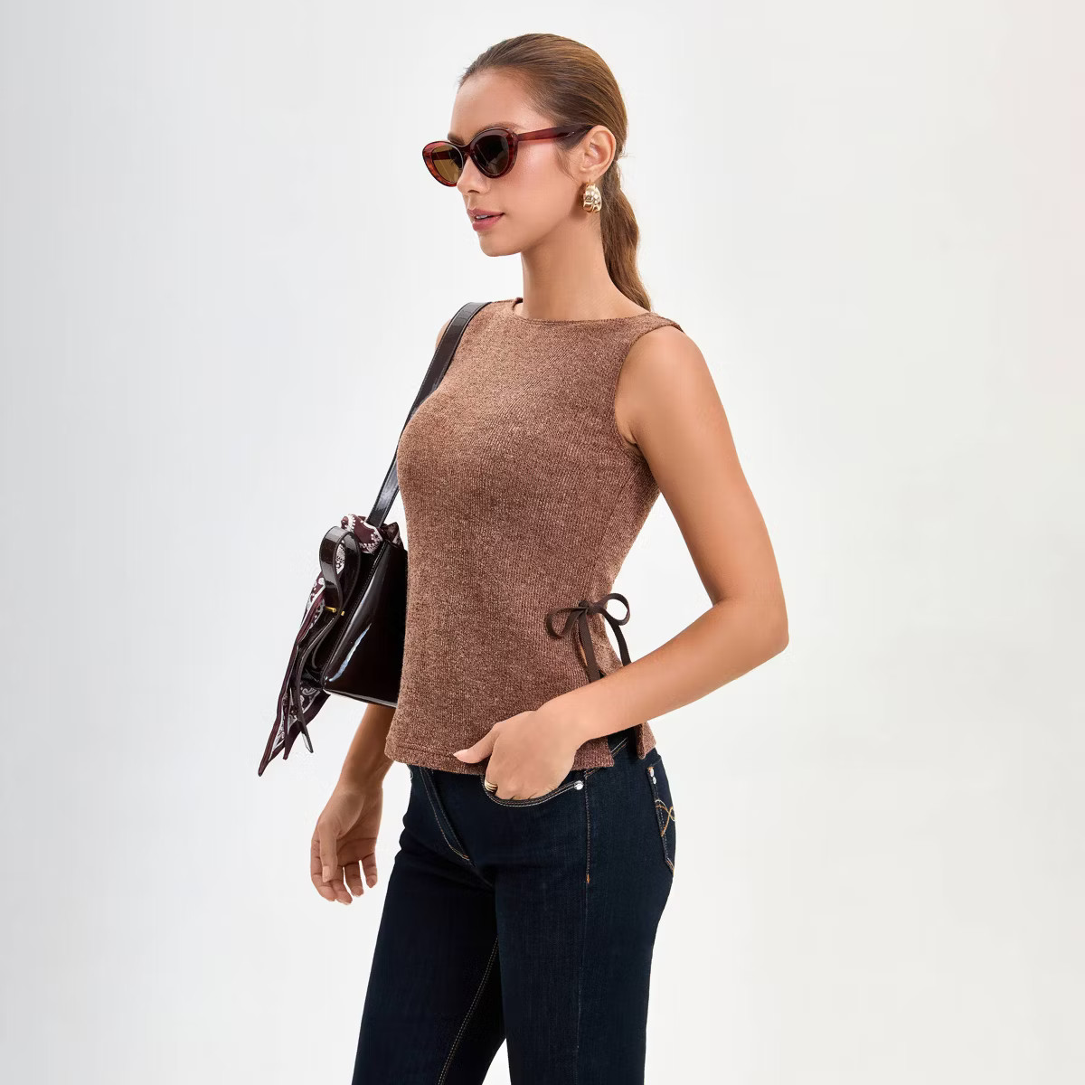 Women's Knit Side-Tie Vest - A New Day™ Brown | Target