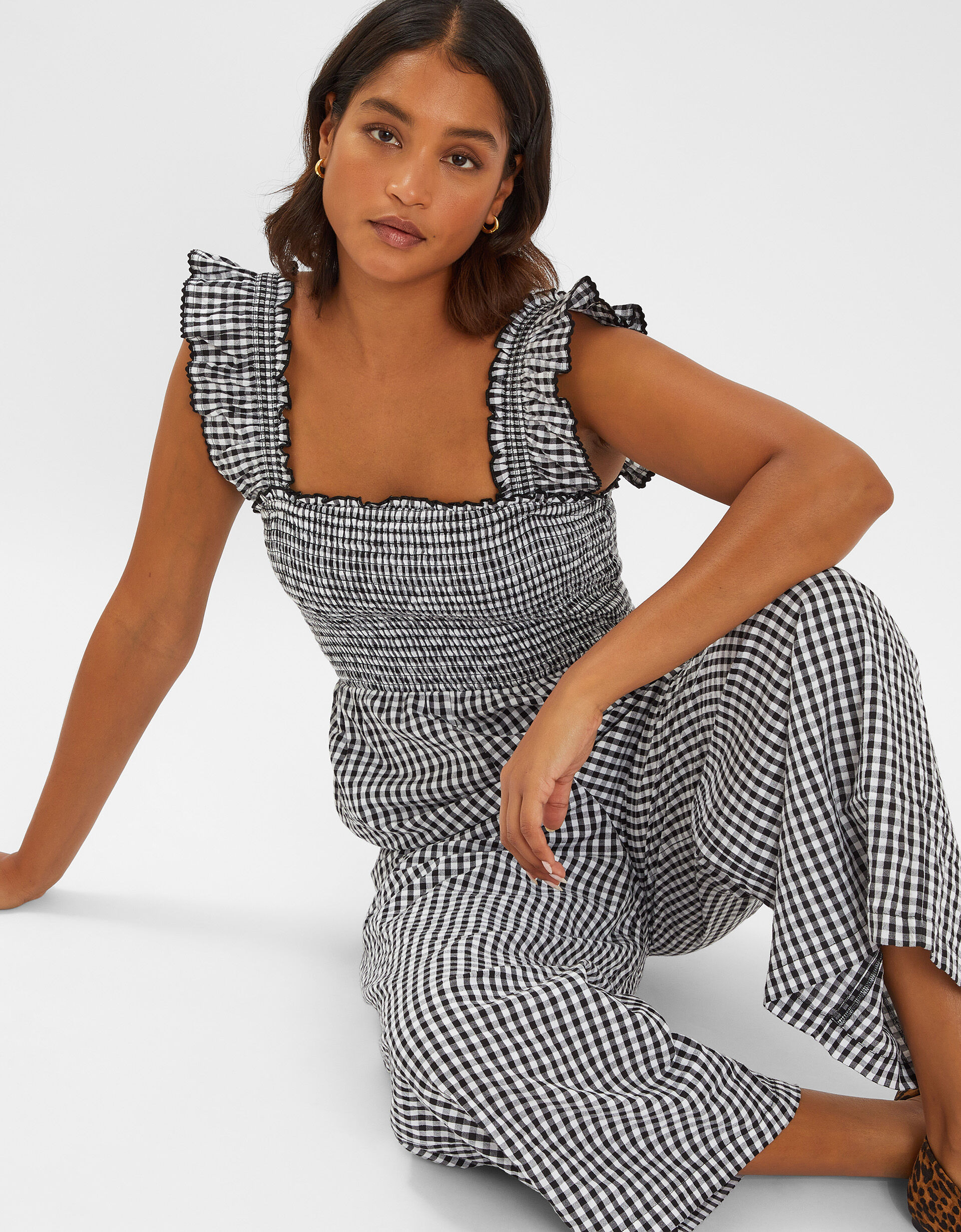 Gingham Wide Leg Jumpsuit Black | Accessorize (Global)