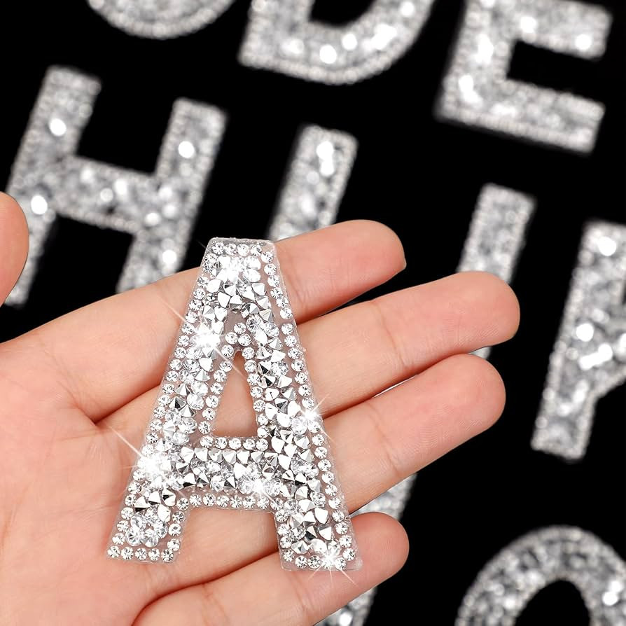 Waydress 26 Piece Rhinestone Iron On Patch A-Z Pearl Bling Rhinestone Letter Patch Glitter Alphab... | Amazon (US)