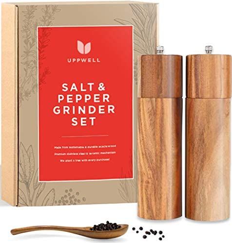 UppWell Wooden Salt & Pepper Mill Set | Ceramic Grinders with Adjustable Coarseness | Made From S... | Amazon (US)