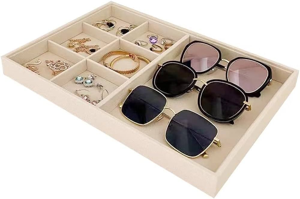 Large Beige Premium Quality Velvet Jewelry Display Box Tray Stackable Practical Trade Show Home S... | Amazon (US)