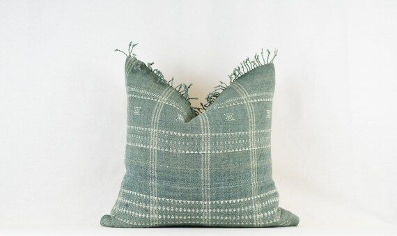 Neel Fringe Aqua Indian Wool Fringe Blanket Pillow Cover | Etsy | Etsy (US)