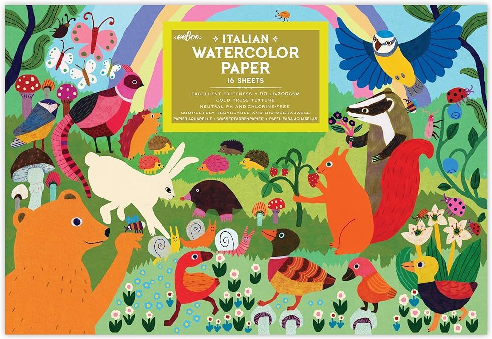 eeBoo: Woodland Rainbow Watercolor Pad/16 Sheets, Perfect for Watercolor Painting, Sketching, Col... | Amazon (US)
