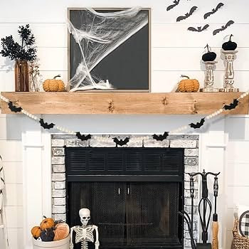 Halloween Decorations-Black Felt Bats Wood Beads Garland for Halloween Decorations Indoor- Farmho... | Amazon (US)