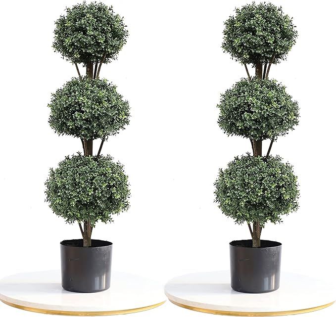 momoplant (Set of 2) 47 inch-4Ft Artificial Boxwood Topiary Ball Tree Topiaries Greenery Indoor/O... | Amazon (US)