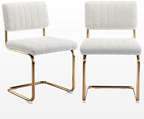 Zesthouse Mid-Century Modern Dining Chairs with Gold Metal Base, Accent Armless Kitchen Chairs wi... | Amazon (US)