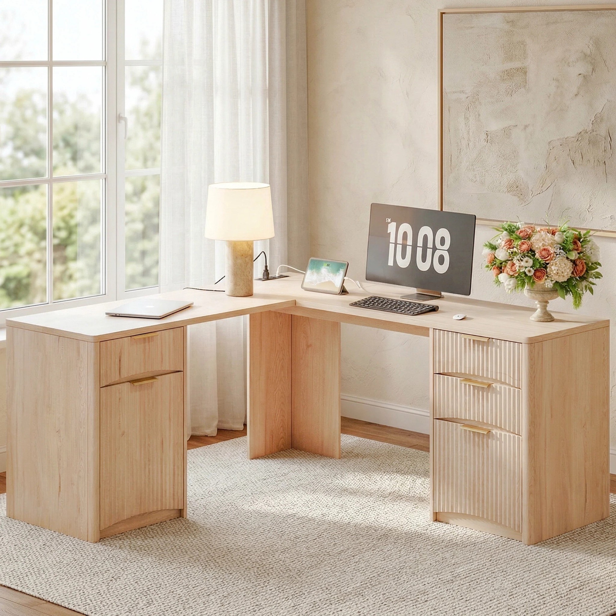 63” fluted L-shaped desk with drawers, file cabinet, and charging station — modern, functional, and perfect for home offices. ON SALE and under $350.

Keywords:

* L shaped desk
* fluted desk
* modern office desk
* executive desk
* walnut desk
* corner computer desk
* desk with drawers
* desk with storage
* home office setup
* work from home desk
* productivity workspace
* office organization
* desk setup ideas
* remote work setup
* home office decor
* workspace inspiration
* modern office aesthetic
* warm minimalist design
* executive style workspace
* clean desk setup
* elevated home office
* functional luxury
* contemporary design
* refined interiors

#LTKSaleAlert #LTKSeasonal #LTKHome