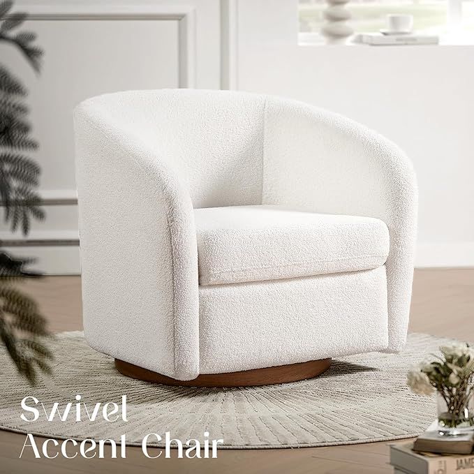 Jocisland Boucle Swivel Chair Armchair, Comfy Swivel Accent Chair 360 Degree Swivel Single Sofa T... | Amazon (US)