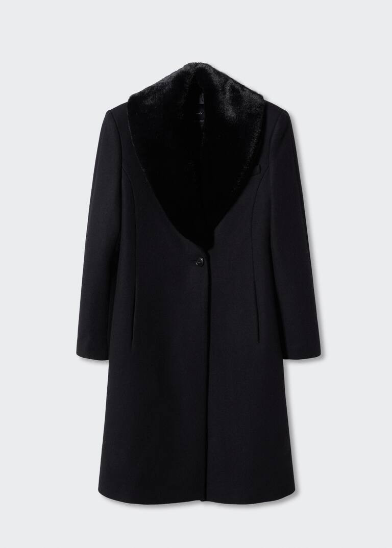 Detachable faux fur wool coat | MANGO (US)