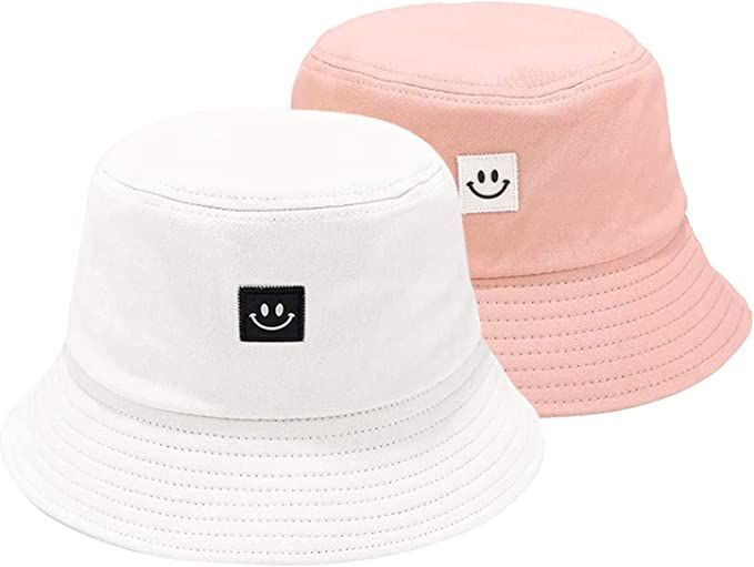 Kids Sun Hat Smile Face Bucket Hat for Girls Boys Summer Sun Protection Cotton Unisex Beach Cap | Amazon (US)