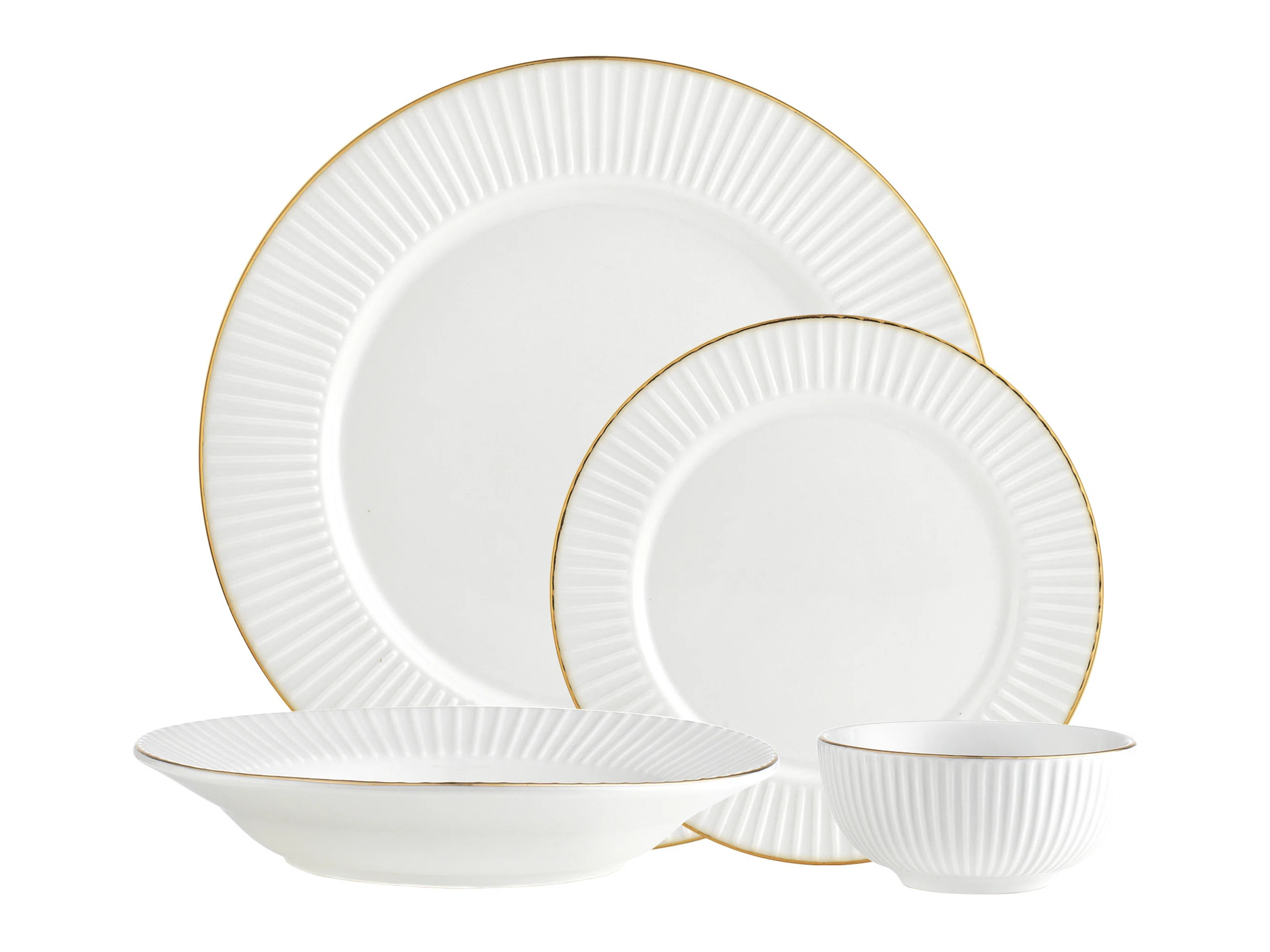Inventure Riven Gold Rim 16 Piece Porcelain Dinnerware Set | Wayfair North America