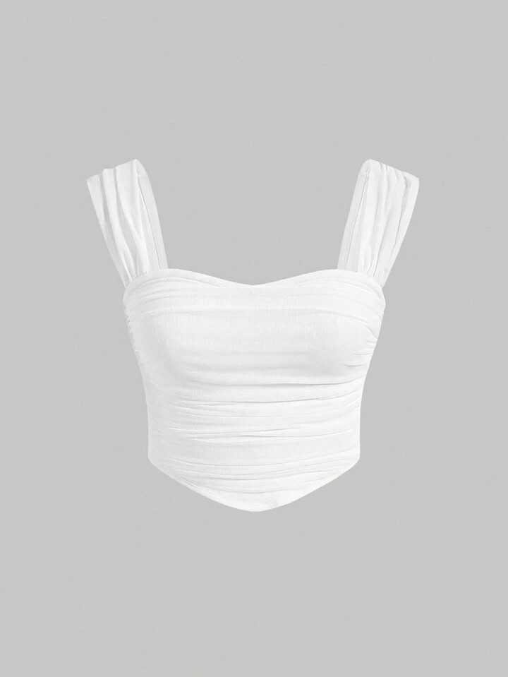 SHEIN MOD Plus Size Solid Color Ruched Asymmetrical Hem Tank Top | SHEIN