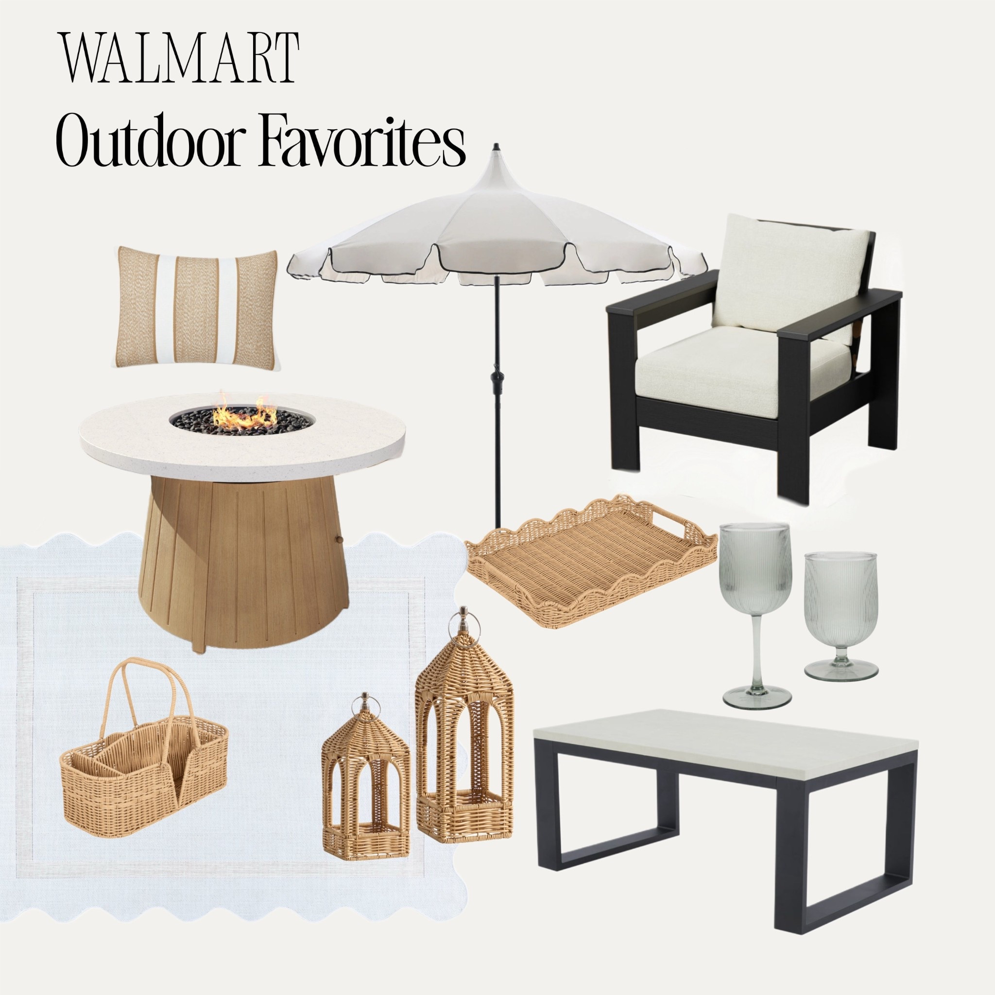 Walmart outdoor living favorites 

Pillow, chair, outdoor coffee table, lantern, outdoor glasses, umbrella, scallop, fire pit 

#LTKSeasonal #LTKHome #LTKgrwm