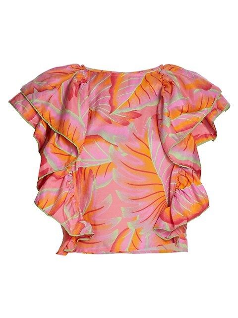 Bright Forest Frilled Top | Saks Fifth Avenue