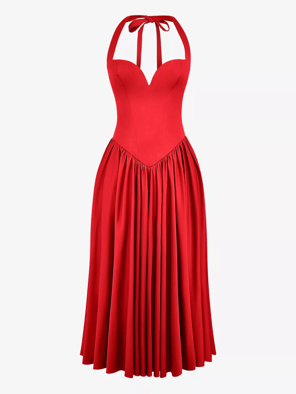 Coquette sweetheart-neck stretch-cotton midi dress | Selfridges