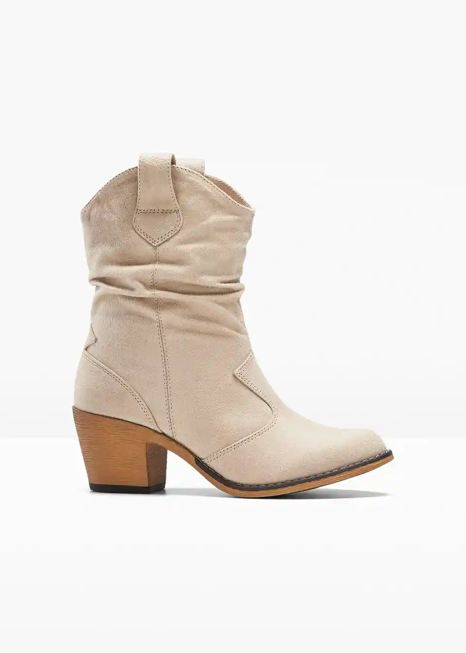 L\u00e4ssige Cowboy Stiefelette mit Raffung - beige - Damen | bonprix | Bonprix DE