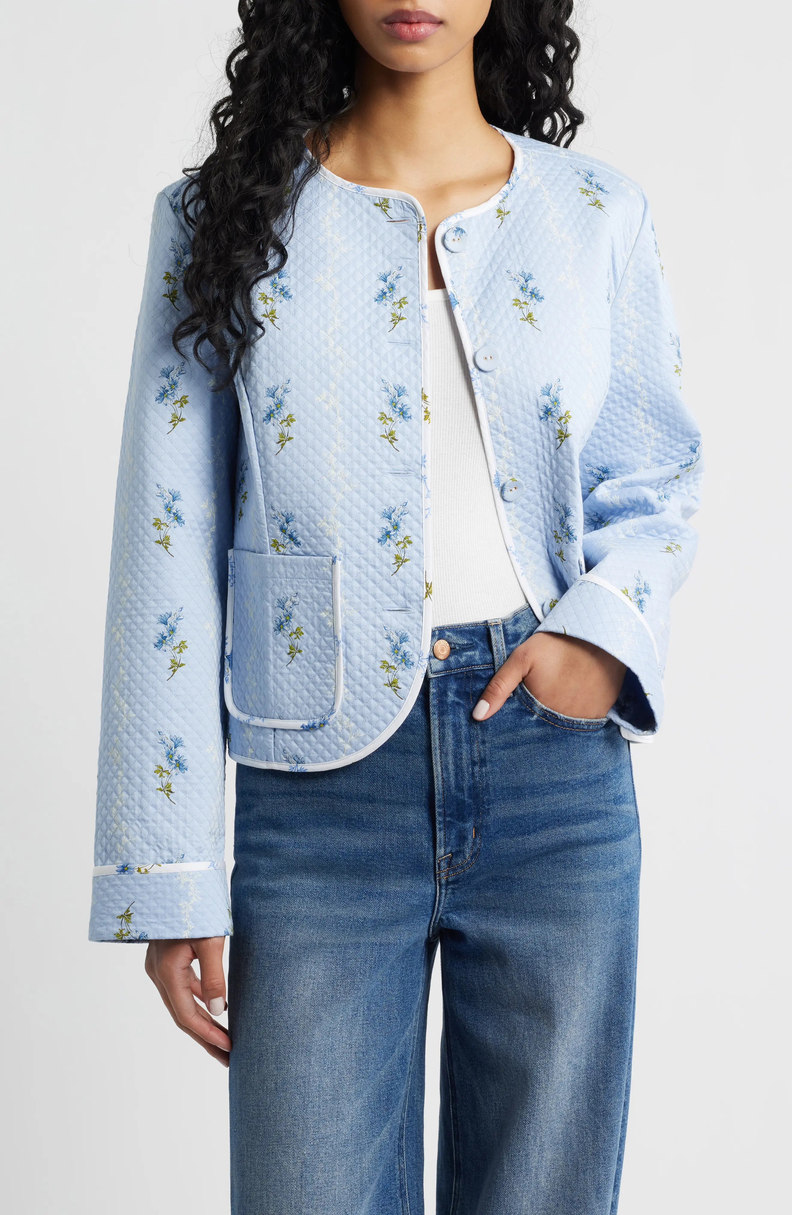 Hill House Home The Rowan Quilted Crop Jacket (Women) | Nordstrom | Nordstrom