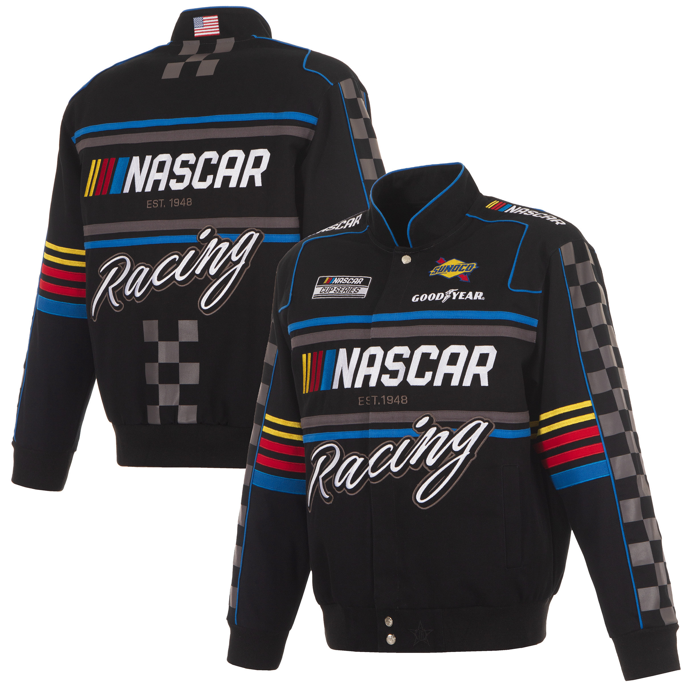 Men's JH Design Black NASCAR Full-Snap Twill Uniform Jacket | Fanatics