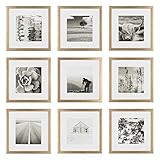 Instapoints Gallery Wall 8x8 Picture Frame Set with Hanging Template, Set of 9, Gold | Amazon (US)
