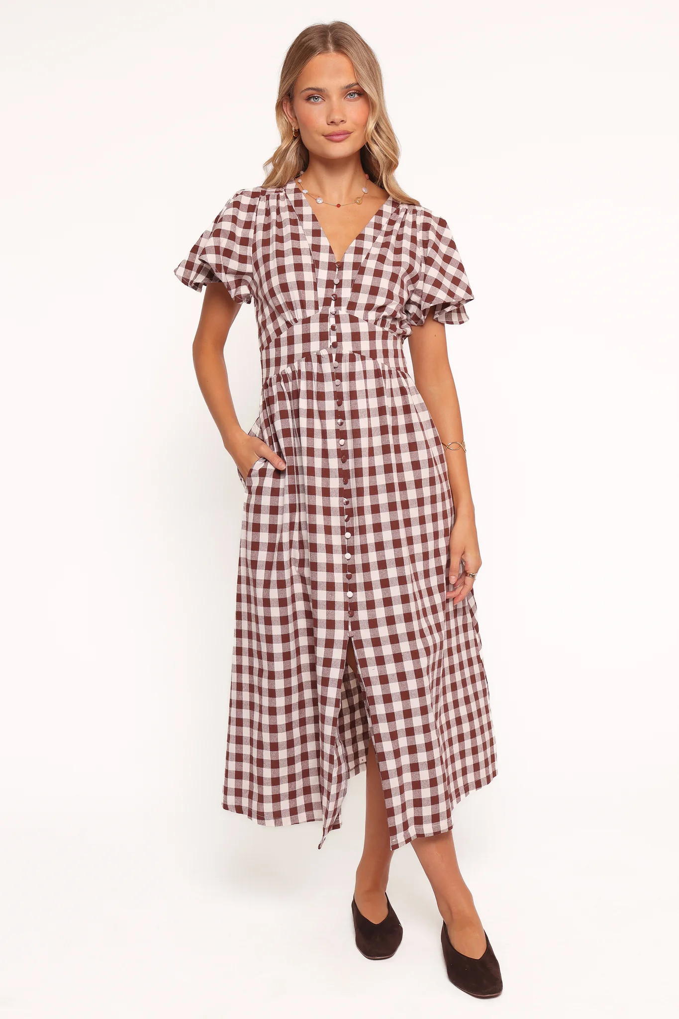 Robinson Maxi Dress - Brown Gingham | Petal & Pup (US)