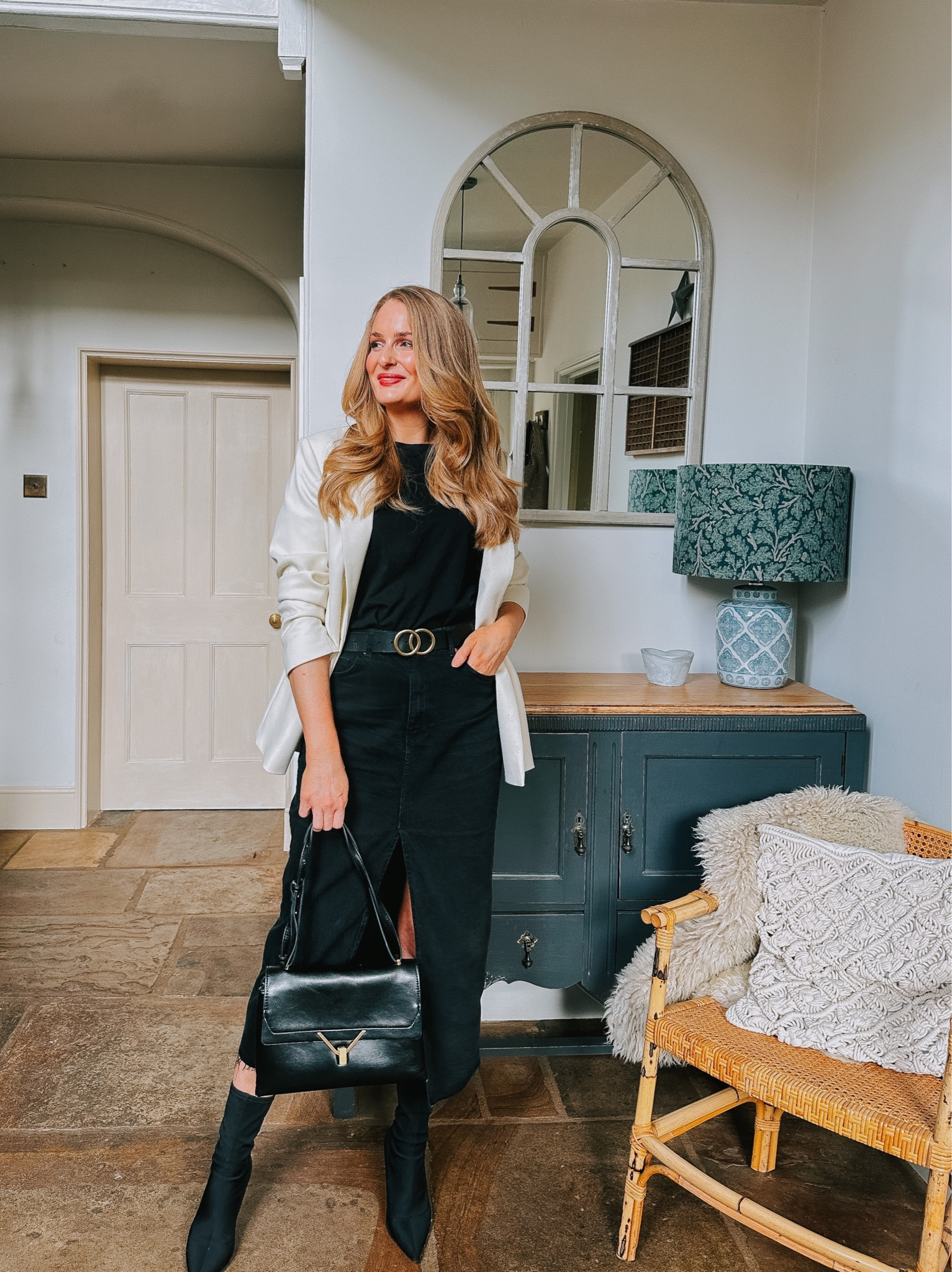 Denim maxi skirt under £30 going out outfit minimal outfit blazer styling 

#LTKFind #LTKSeasonal