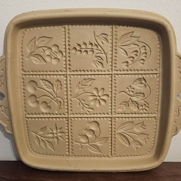 Vtg Brown Bag Cookie Art Shortbread Pan Stoneware Ceramic 1988 Hill Design | Poshmark