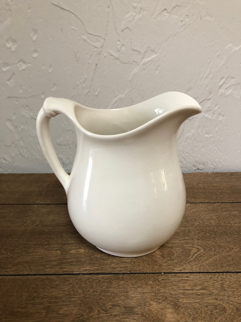 Vintage White Ironstone Pitcher 7.75" High, Modern Country, Modern Farmhouse | Etsy (US)