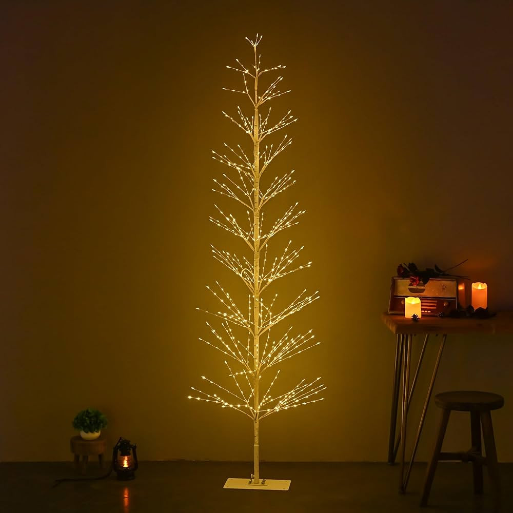 7FT Birch Tree with 736 LED Lights, Artificial Tree IP44 Waterproof Twinkle Light White Christmas... | Amazon (US)