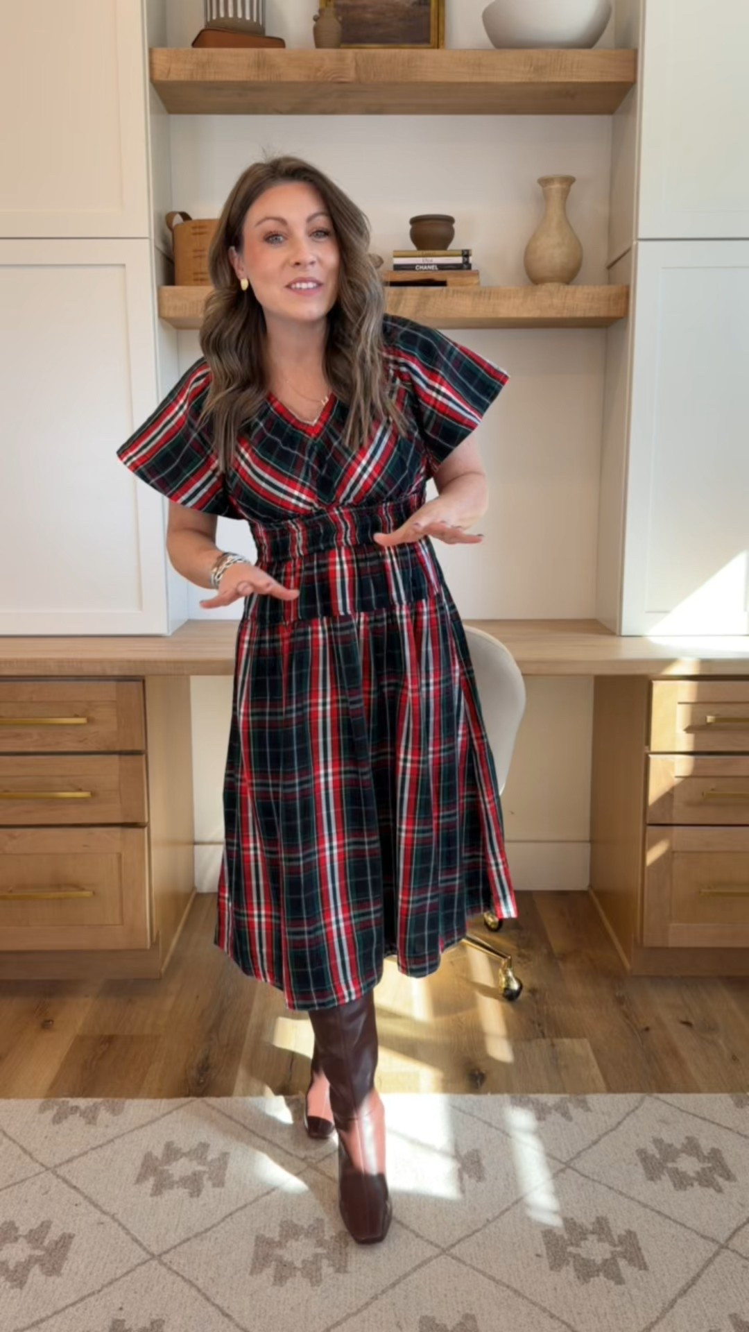 The perfect holiday dress from Walmart! Has the prettiest color combinations, flattering waistline, and can easily add a cardigan to layer with! 

#LTKSeasonal #LTKHoliday #LTKU