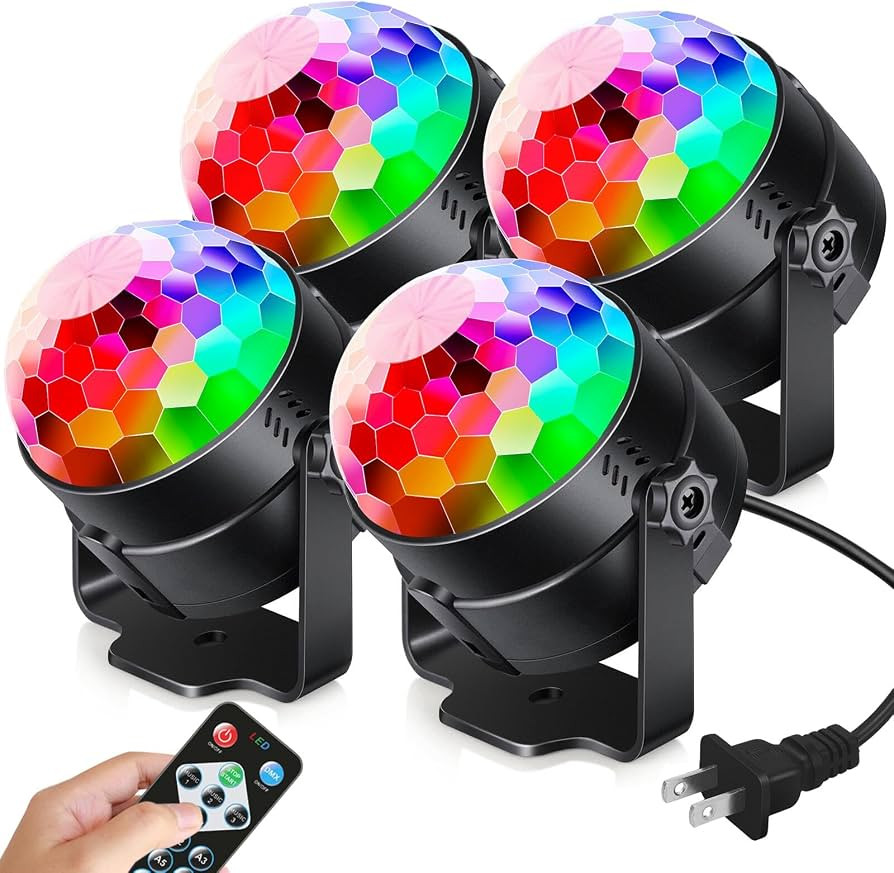Luditek 4-Pack Sound Activated Party Lights with Remote Control Dj Lighting, Disco Ball Light, St... | Amazon (US)