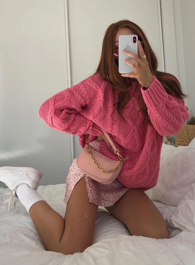 Anaya Oversized Sweater Pink | Princess Polly US