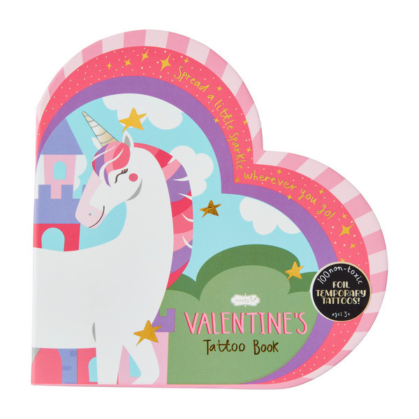 Mud Pie Kids Unicorn Valentines Tattoo Book in Pink | Paper | Mud Pie