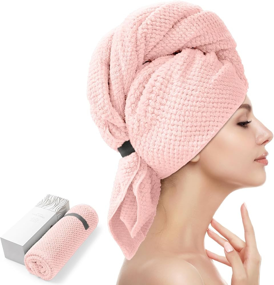 YFONG Large Hair Towel Wrap for Women, Super Absorbent Microfiber Hair Towel for Curly Hair, Fast... | Amazon (US)