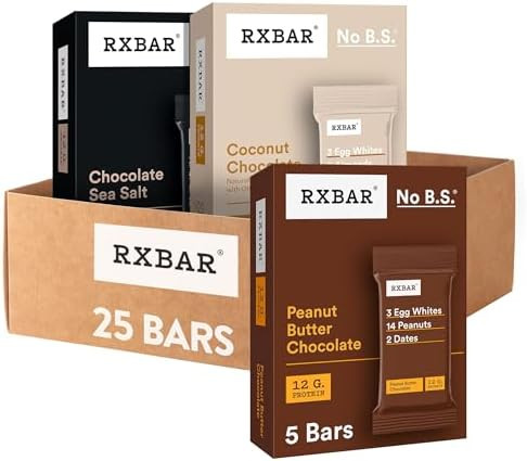 RXBAR Protein Bars, 12g Protein, Gluten Free Snacks, Chocolate Lovers Variety Pack (5 Boxes, 25 C... | Amazon (US)