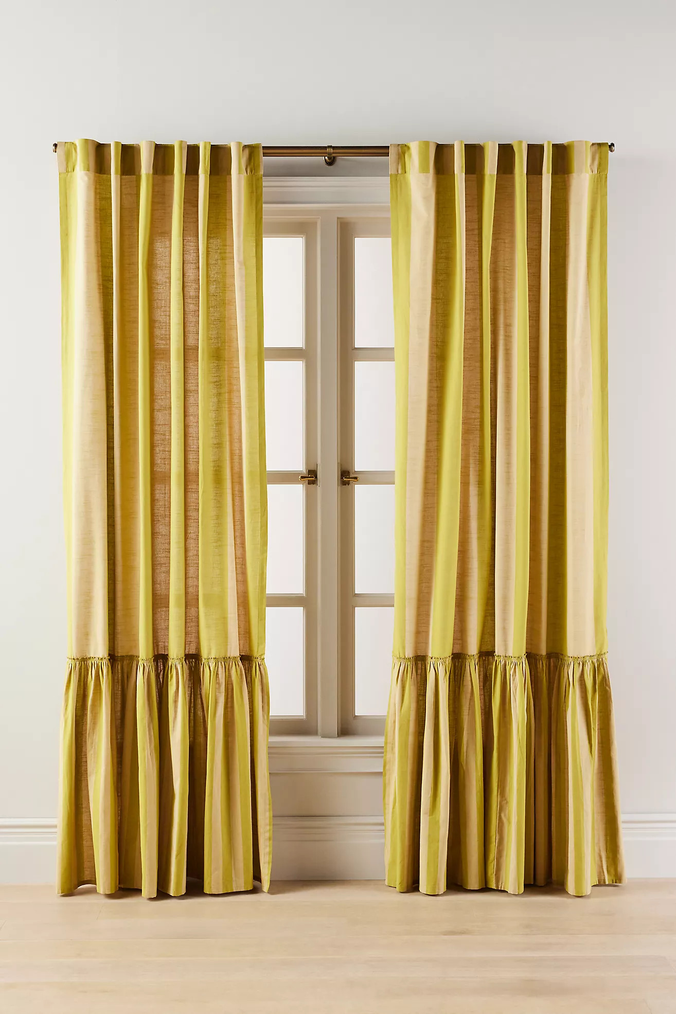 Peggy Cotton Ruffle Striped Curtain | Anthropologie (US)