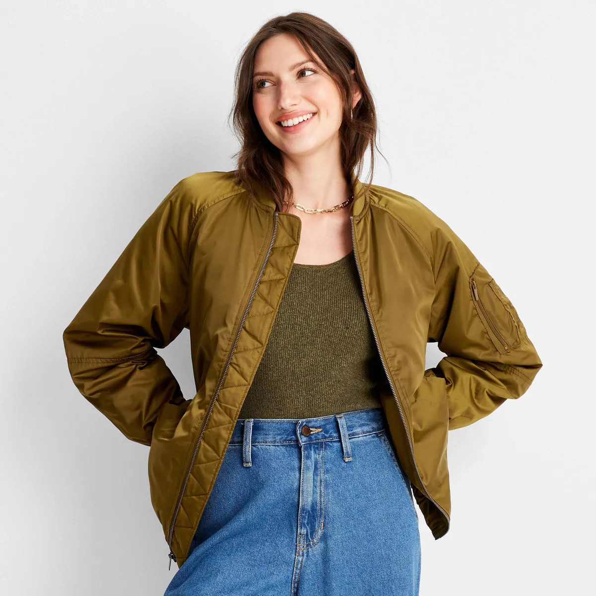 Women's Oversized Bomber Jacket - A New Day™ | Target