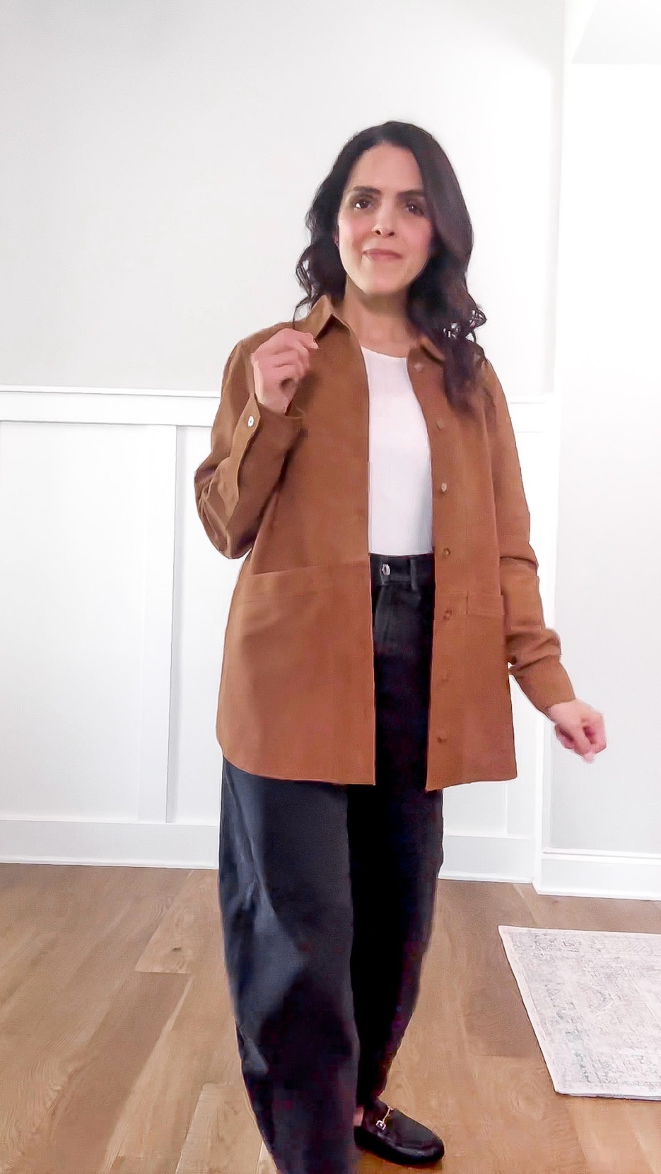 Spring layers I keep reaching for and if starting from scratch, would choose first. Chore jacket, utility jacket, Suede Shacket

Suede Shacket: @SEZANE, tts 
Jeans: Everlane, tts
Loafers: Sam Edelman, tts 

#LTKgrwm #LTKootd #LTKSeasonal