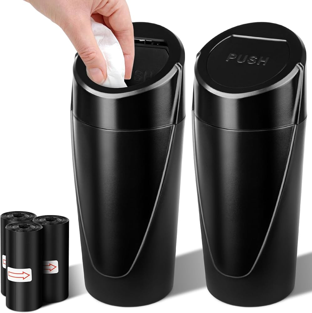 Suteng Car Trash Can with Lid, 2 Pack Cup Holder Trash Cans for Car, Leakproof Mini Car Garbage C... | Amazon (US)