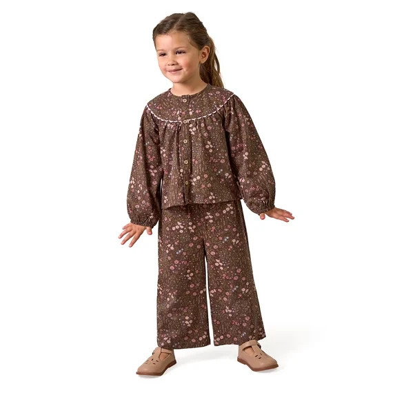 Modern Moments by Gerber Toddler Girl Ric Rac Top and Pant Set, 2-Piece, Sizes 12 Months - 5T | Walmart (US)
