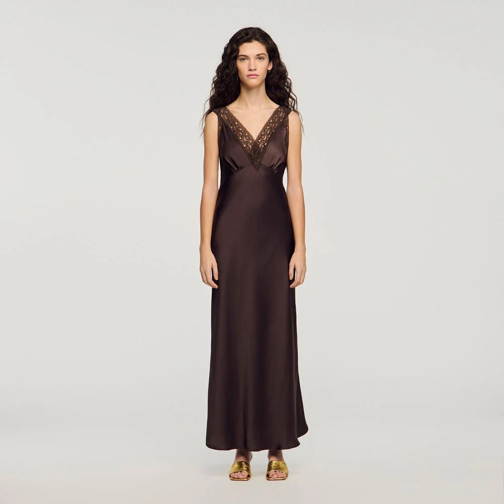 Lace collar maxi dress | Sandro US | Sandro-Paris US