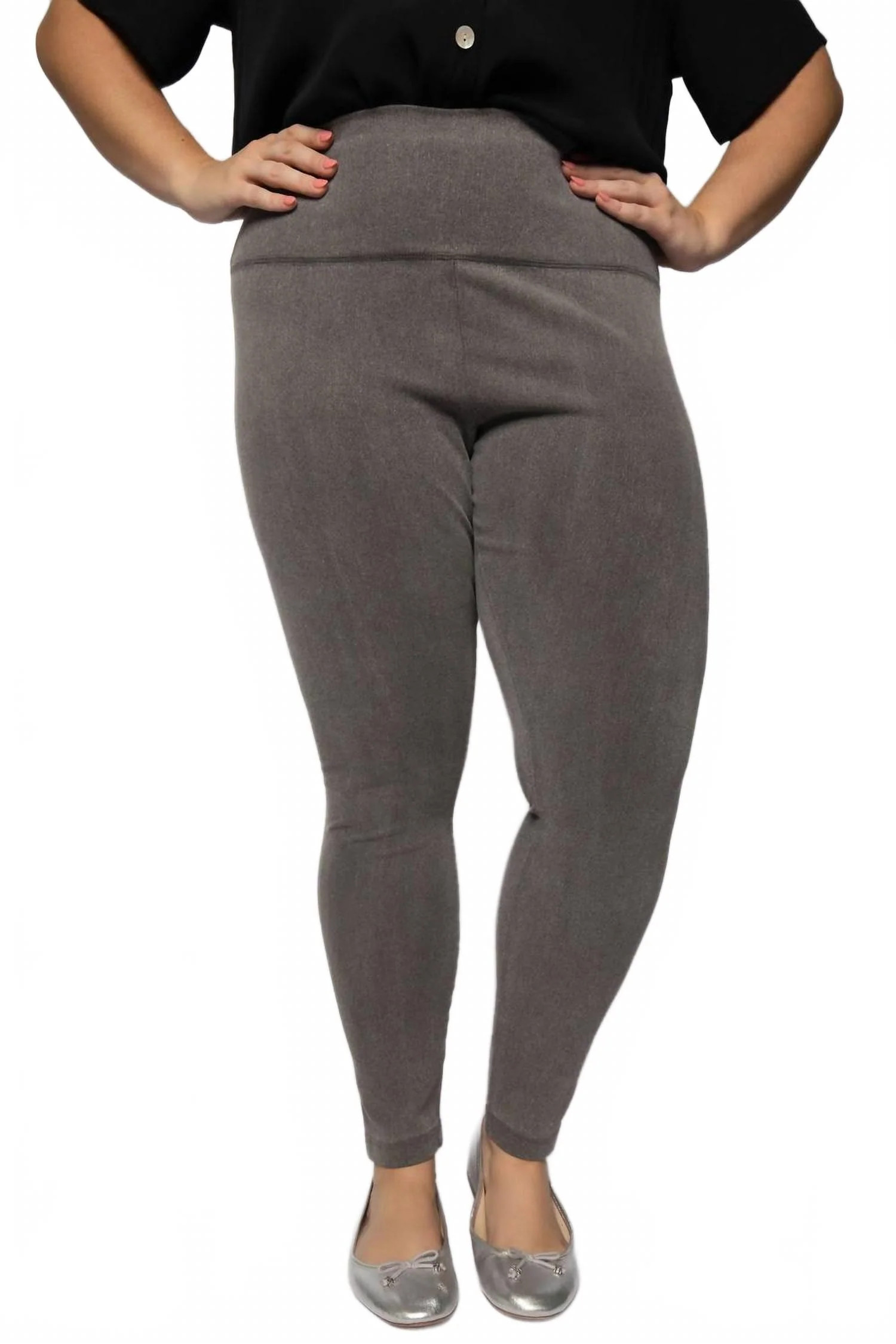 Denim Leggings - Plus In Dark Grey | Shop Simon